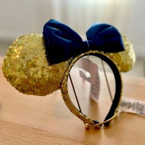 💙✨ Sparkly Gold and Blue Disney Mickey Mouse Ears Headband 💙✨